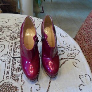 Christian Louboutin Cranberry Metal Patent Calf Leather Ankle Boots Size 40/10